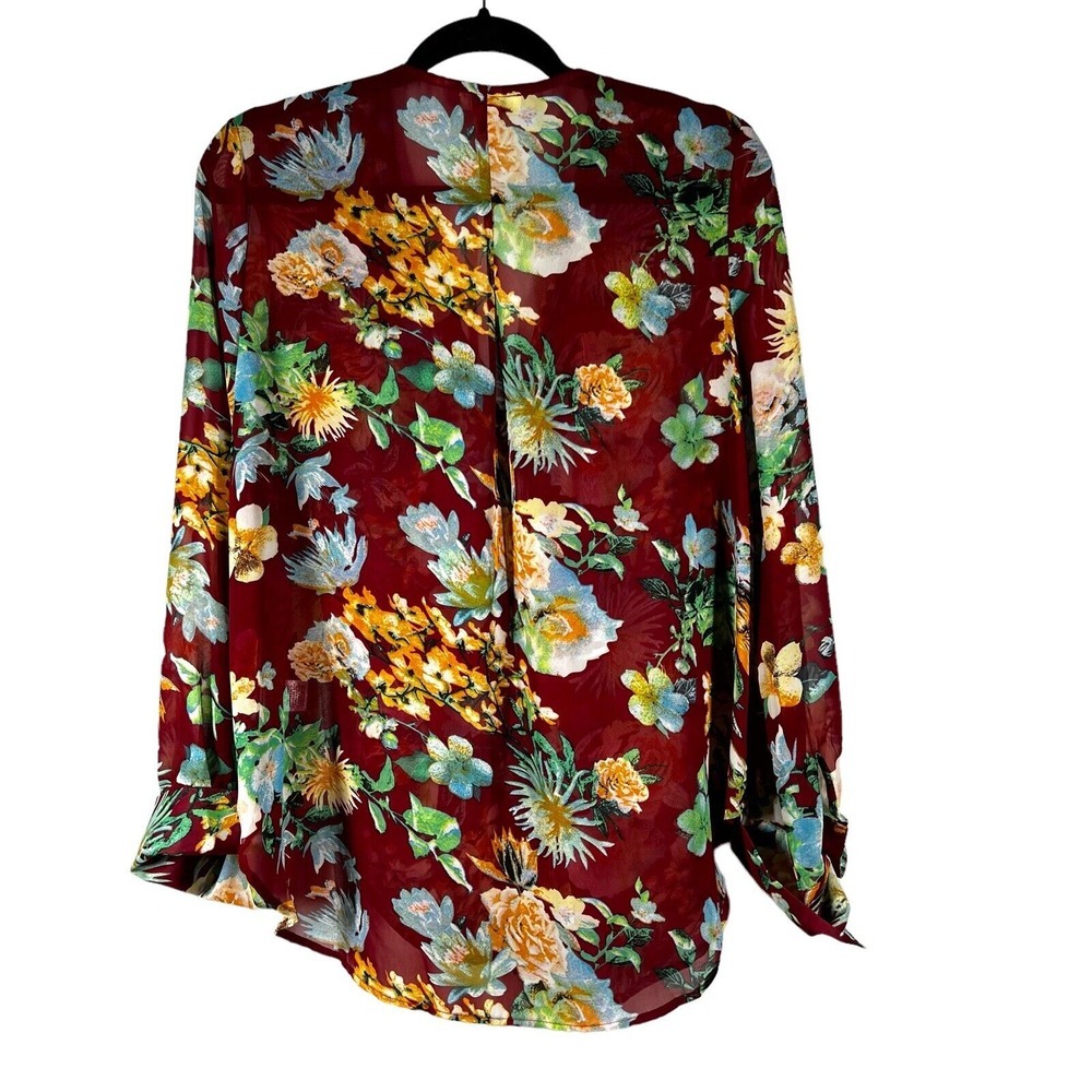 Umgee Blouse Women's Size Medium M Long Sleeve Ruffle Button Down Floral